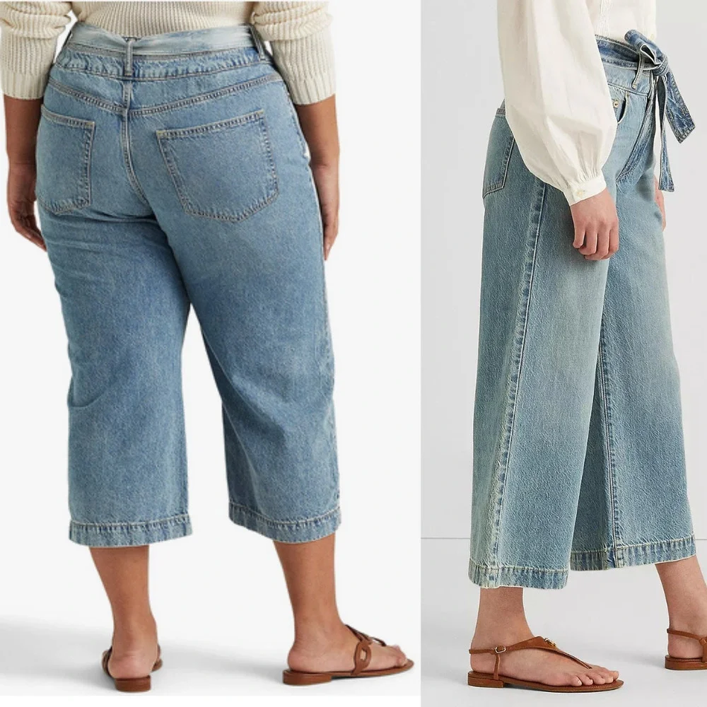 Lauren Ralph Lauren Cropped Wide-Leg Jeans Curvy Plus Size NWT Sz 18W - Picture 2 of 6